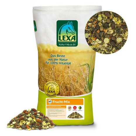 Lexa Fruit-Mix 7,5 KG &ndash; Melassevrij Beloningsmuesli voor paarden