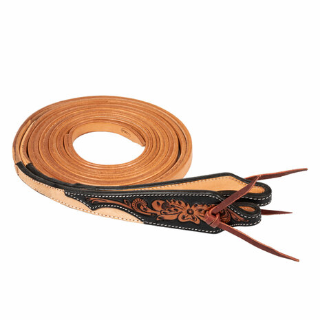 Pool&rsquo;s Western Reins Dark Floral Tooling