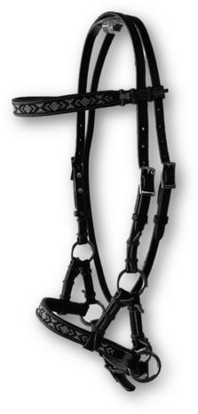 Bitloos Sidepull Hoofdstel Black Beads &ndash; Zwart met Wit