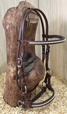 Bitloos Sidepull Hoofdstel met Swarovski Pearls &ndash; QH (5 Kleuren)