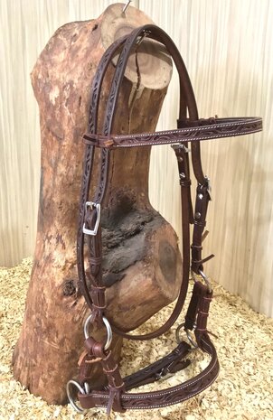 Bitloos Sidepull Hoofdstel met Straight Browband &amp; Tooling &ndash; QH
