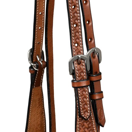 Pool&rsquo;s Bosal Set &ndash; Basket Tooling (Chestnut &amp; Natural, QH)