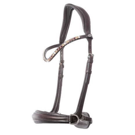 Kavalkade Bitloos Sidepull Hoofdstel &ldquo;Light&rdquo; &ndash; Comfortabel Geolied Leer met Strass