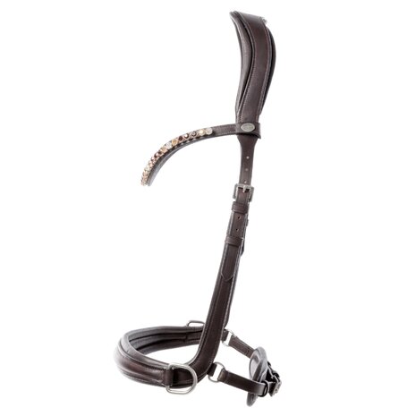 Kavalkade Bitloos Sidepull Hoofdstel &ldquo;Light&rdquo; &ndash; Comfortabel Geolied Leer met Strass