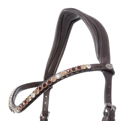 Kavalkade Bitloos Sidepull Hoofdstel &ldquo;Light&rdquo; &ndash; Comfortabel Geolied Leer met Strass