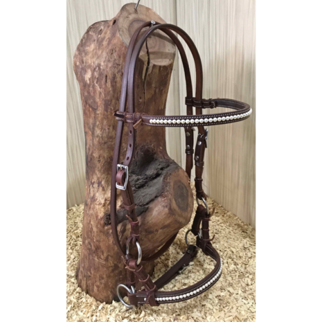 Bitloos Sidepull Hoofdstel met Swarovski Pearls &ndash; QH (5 Kleuren)