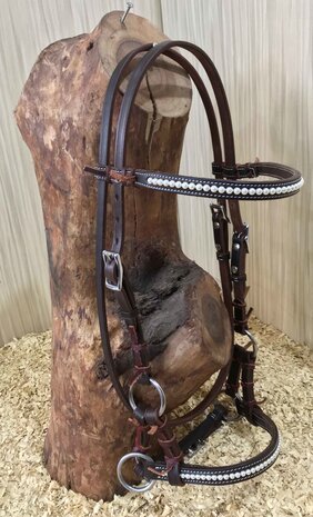 Bitloos Sidepull Hoofdstel met Swarovski Pearls &ndash; QH (5 Kleuren)