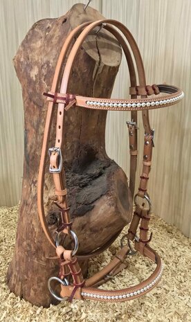 Bitloos Sidepull Hoofdstel met Swarovski Pearls &ndash; QH (5 Kleuren)