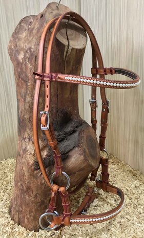 Bitloos Sidepull Hoofdstel met Swarovski Pearls &ndash; QH (5 Kleuren)