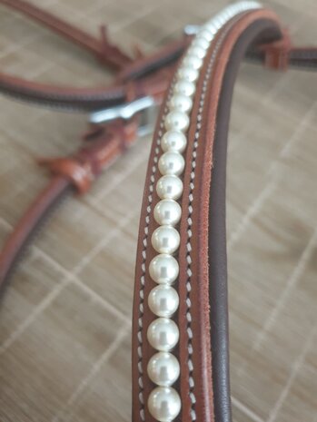 Bitloos Sidepull Hoofdstel PEARLS met Swarovski &ndash; QH