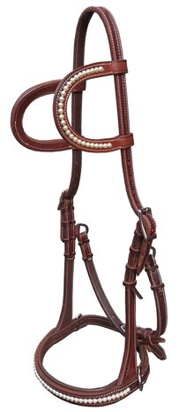 Bitloos Sidepull Hoofdstel PEARLS &ndash; Two-Ear met Swarovski (QH)