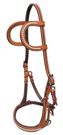 Bitloos Sidepull Hoofdstel PEARLS &ndash; Two-Ear met Swarovski (QH)