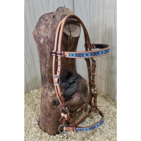 Bitloos Sidepull Hoofdstel met Blue Beads &ndash; 5 Kleuren