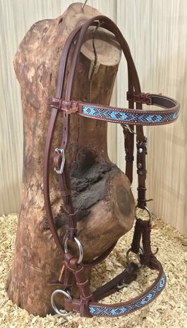 Bitloos Sidepull Hoofdstel met Blue Beads &ndash; 5 Kleuren