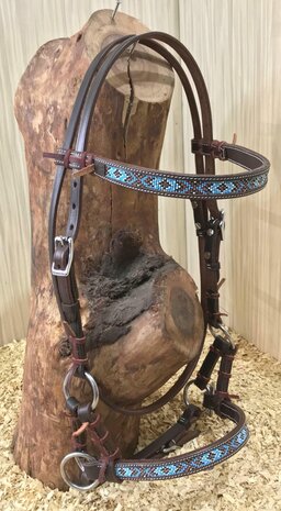 Bitloos Sidepull Hoofdstel met Blue Beads &ndash; 5 Kleuren