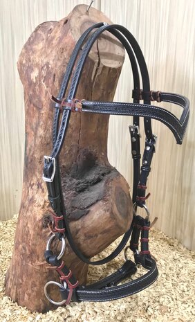 Bitloos Sidepull Hoofdstel met V-Brow en Basket Tooling