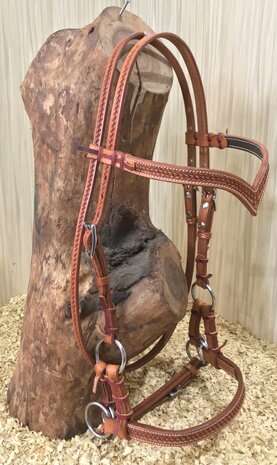 Bitloos Sidepull Hoofdstel met V-Brow en Basket Tooling