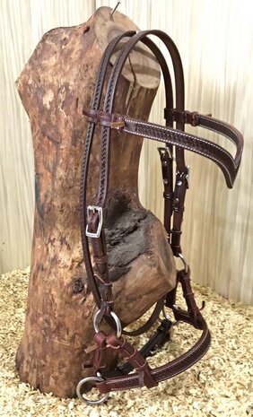 Bitloos Sidepull Hoofdstel met V-Brow en Basket Tooling