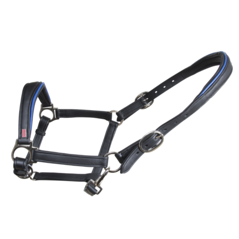 Karlslund Soft Comfort Lederen Halster Anatomisch Zwart/Blauw