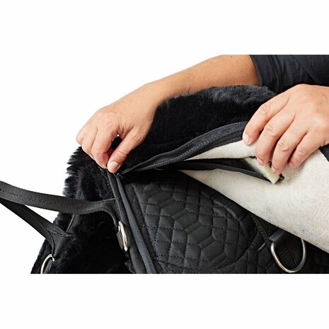 Barebackpad Lamswol Pony Zwart &ndash; Pony barebackpad van merino lamswol