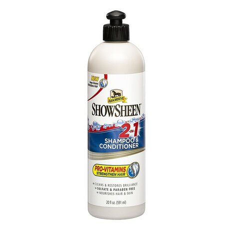 Absorbine ShowSheen shampoo &amp; conditioner 2-in-1 &ndash; mild voor gevoelige paardenhuid (591 ml)