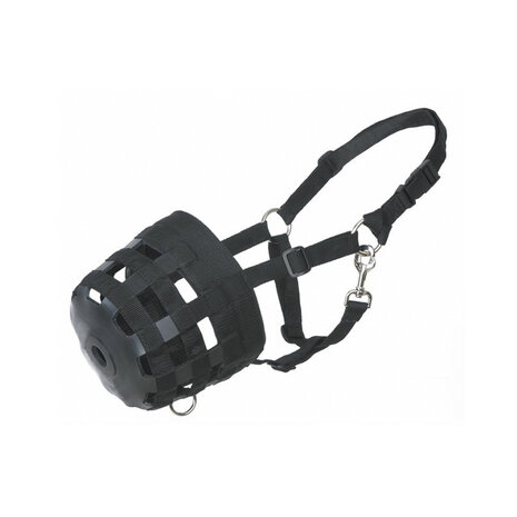 Grasmasker rubber met halster &ndash; met eetopening voor gecontroleerde grasopname
