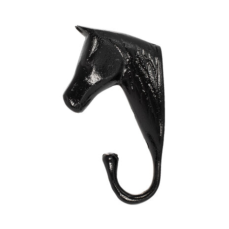 Hanger paardenhoofd aluminium Zwart &ndash; veelzijdige wandhaak voor stal, zadelkamer en huis
