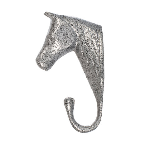 Hanger paardenhoofd aluminium Zilver&ndash; veelzijdige wandhaak voor stal, zadelkamer en huis