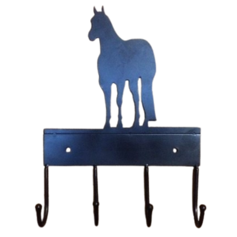 Hook hanger quarter horse design &ndash; zwarte metalen wandhaak met 4 haken