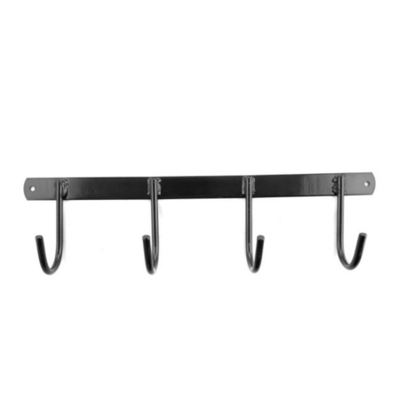Halter tack rack 4 hooks &ndash; vaste hoofdstel- en halsterhouder met 4 haken (zwart)