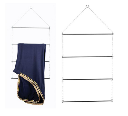 Ophangbaar metalen dekenrek met kettingen &ndash; meerlaags rek voor dekens en dekjes