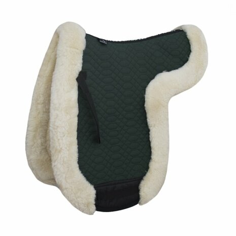 Zadeldek volledig Merino lamswol met bontrand rondom - 96 kleurencombinaties mogelijk