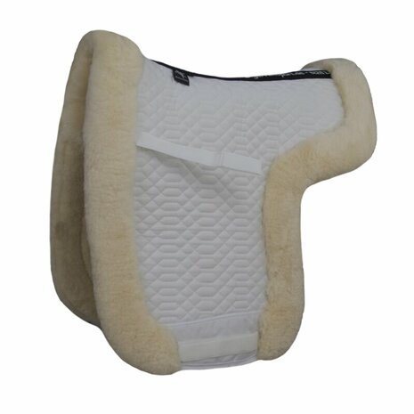 Zadeldek volledig Merino lamswol met bontrand rondom - 96 kleurencombinaties mogelijk