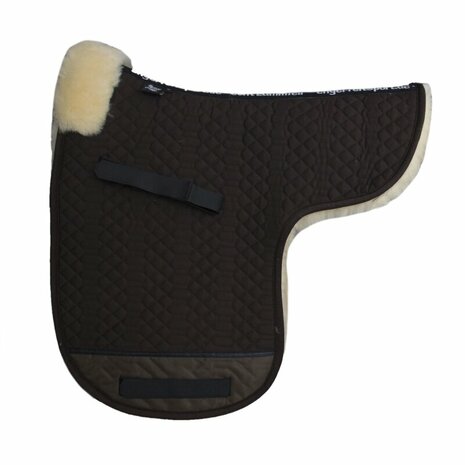 Zadeldek volledig Merino lamswol met bontrand aan de voorzijde - 96 kleurencombinaties mogelijk