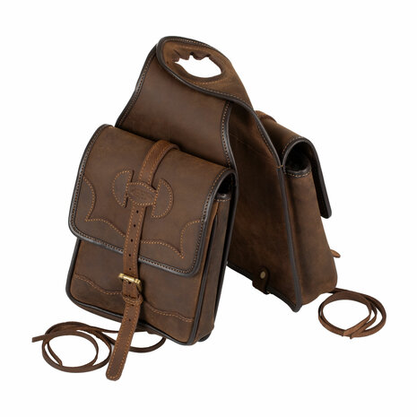 Pool&rsquo;s Western Saddle Bag van Rundleer &ndash; Bevestiging over de Zadelknop