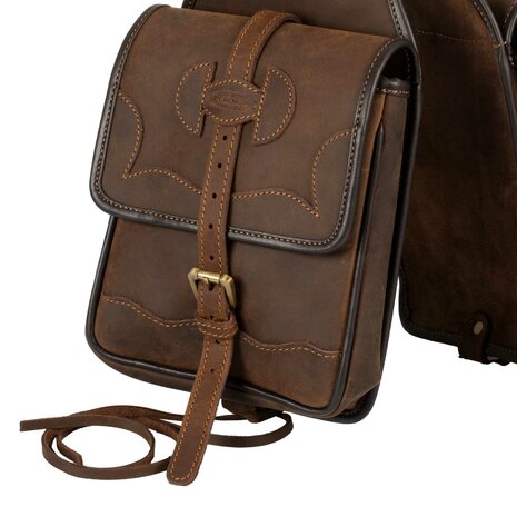 Pool&rsquo;s Western Saddle Bag van Rundleer &ndash; Bevestiging over de Zadelknop