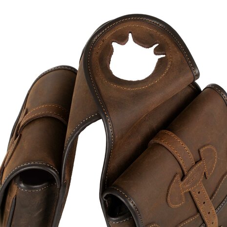 Pool&rsquo;s Western Saddle Bag van Rundleer &ndash; Bevestiging over de Zadelknop