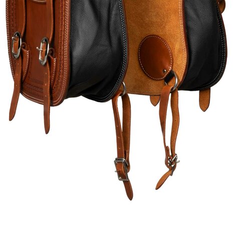 Pool&rsquo;s Handtooled Leren Saddlebag met Border Stamp &ndash; Dark Oil