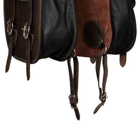 Pool&rsquo;s Handtooled Leren Saddlebag met Border Stamp &ndash; Dark Brown