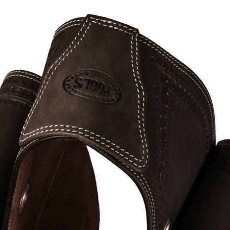 Pool&rsquo;s Handtooled Leren Saddlebag met Border Stamp &ndash; Dark Brown