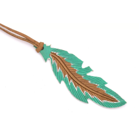 Lederen Veer Turquoise Bruin - Zadelhanger / Sleutelhanger