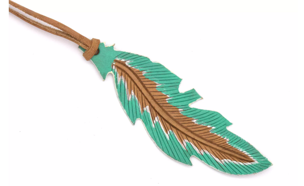 Lederen Veer Turquoise Bruin - Zadelhanger / Sleutelhanger