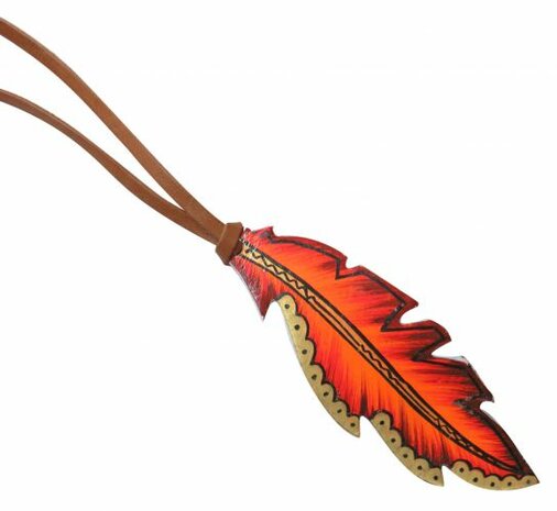 Lederen Veer Orange - Zadelhanger / Sleutelhanger