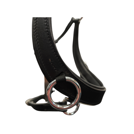 Bitloos Sidepull Hoofdstel met Strass &ndash; Zwart Leder