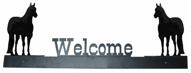 Welcome sign horse &ndash; stalen welkomstbord met paardenontwerp (71 cm)