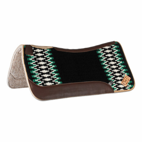Pool's Western Saddle Pad  BLACK/WHITE/GREEN