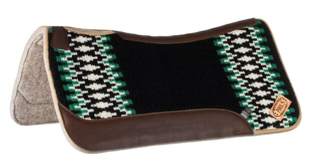 Pool's Western Saddle Pad  BLACK/WHITE/GREEN