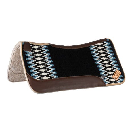 Pool's Western Saddle Pad BLACK/WHITE/LIGHT BLUE