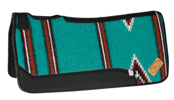Pool&rsquo;s Navajo Western Saddle Pad &ndash; Felt Bottom (32" x 32") Turquoise