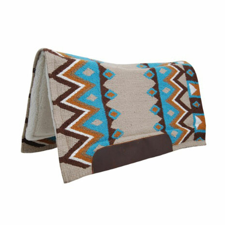 Pool&rsquo;s Texas Contoured Westernpad &ndash; Wol met Geperforeerd Vilt (34 x 36) Turquoise
